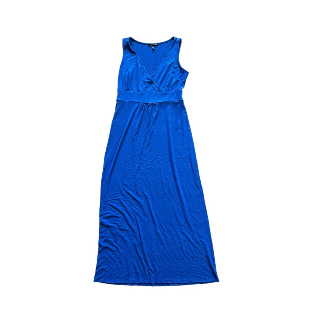 Eileen Fisher Maxi Sleeveless Dress Blue Long Thick Straps Rayon Casual Euc Xs
